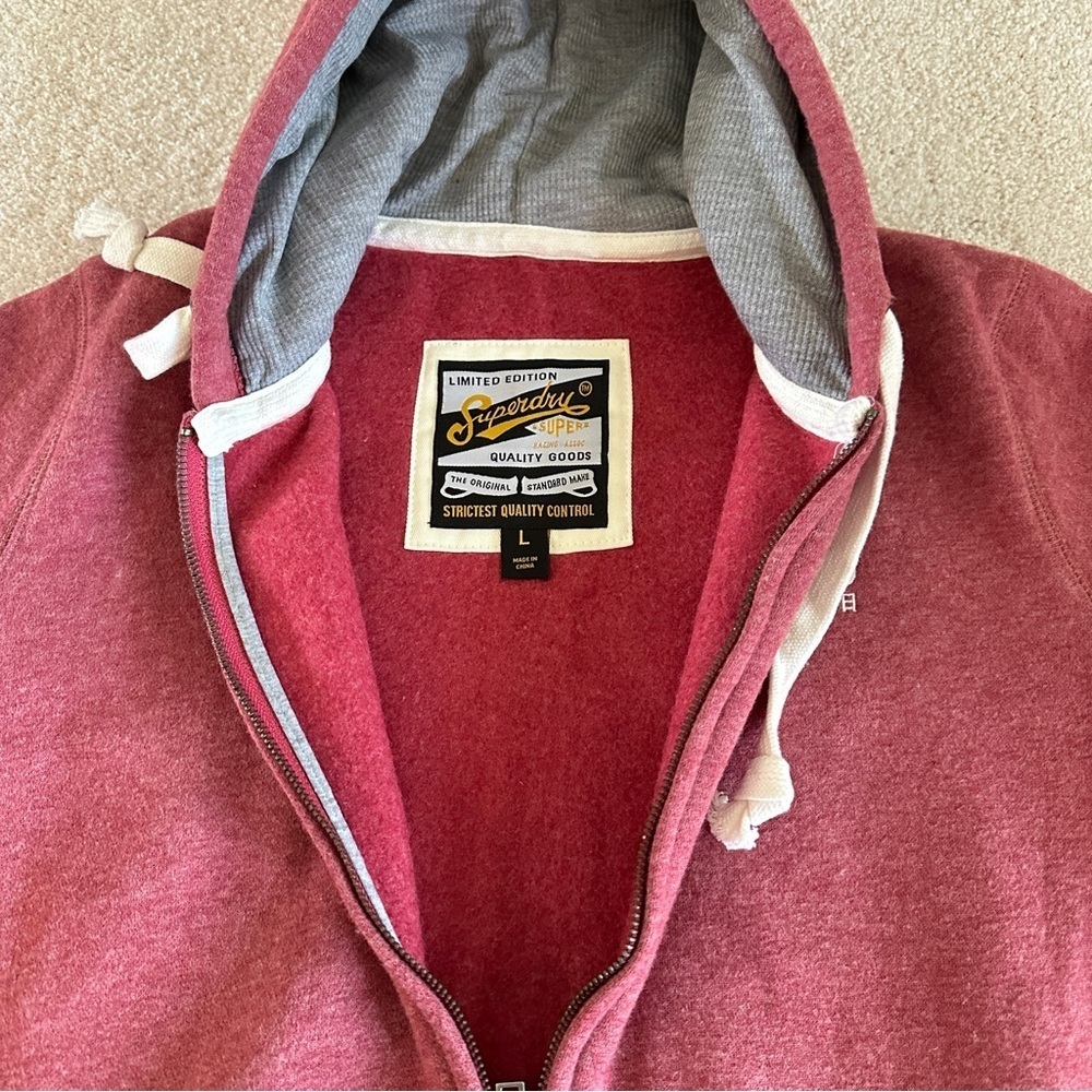 SuperDry Women’s Full Zipper Jacket Hoodie in Reddish Pink Color Sz S to M - Picture 7 of 11